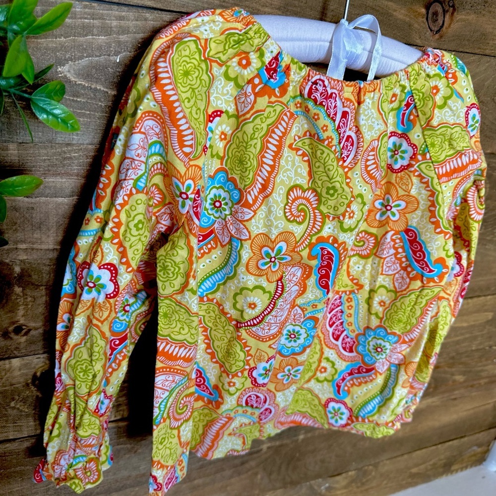 70s inspired girls boho floral paisley peasant blouse size 6 - Picture 4 of 9